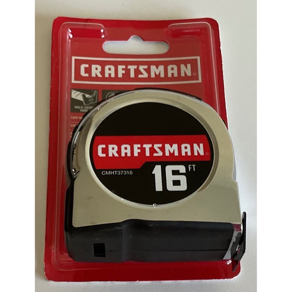 Craftsman 16 FT Tape Measure Chrome Rubber Grip CMHT37316 Retractable Hand Tool